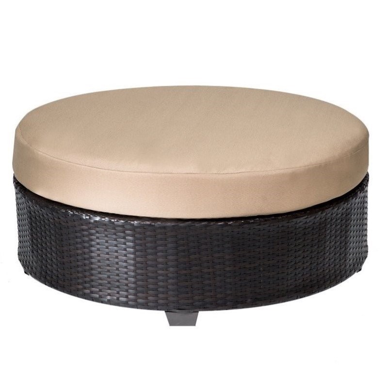 TKC Barbados Outdoor Wicker Round Coffee Table in Wheat