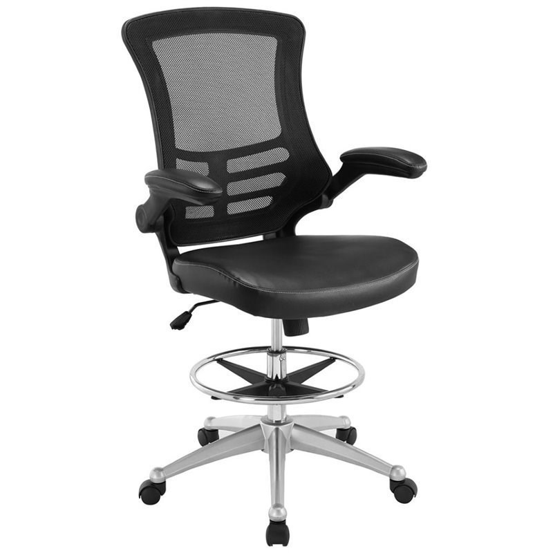 Modway Attainment Mesh Drafting Stool in Black