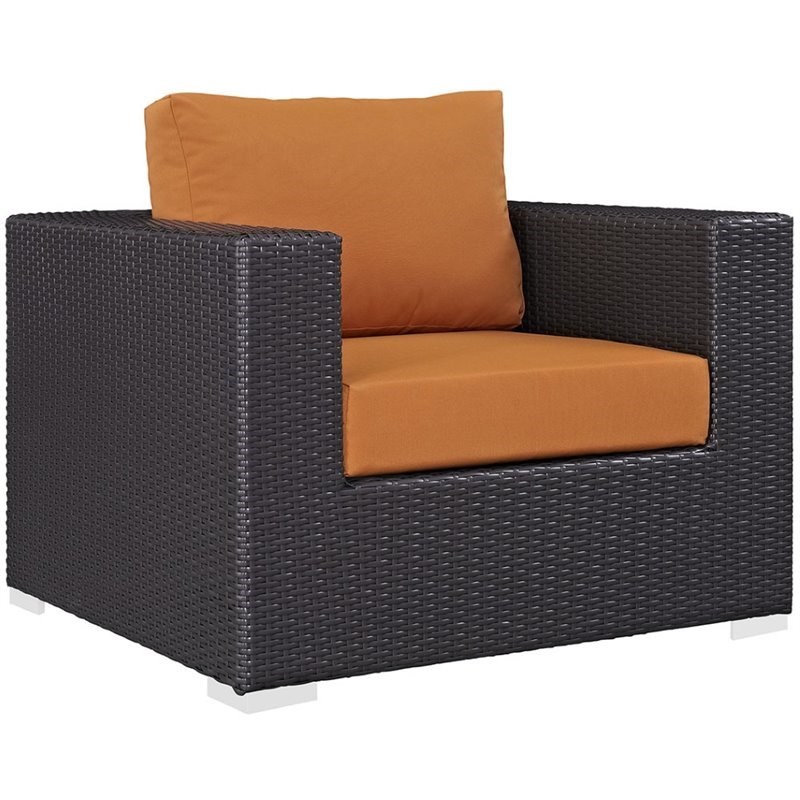 Modway Convene Patio Arm Chair in Espresso and Orange