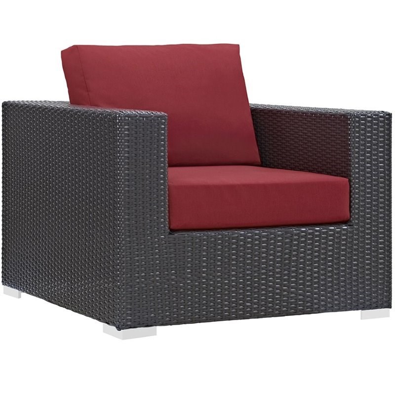 Modway Convene Patio Arm Chair in Espresso and Red