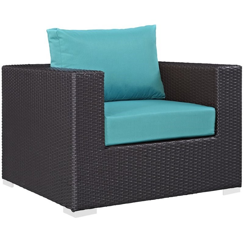 Modway Convene Patio Arm Chair in Espresso and Turquoise