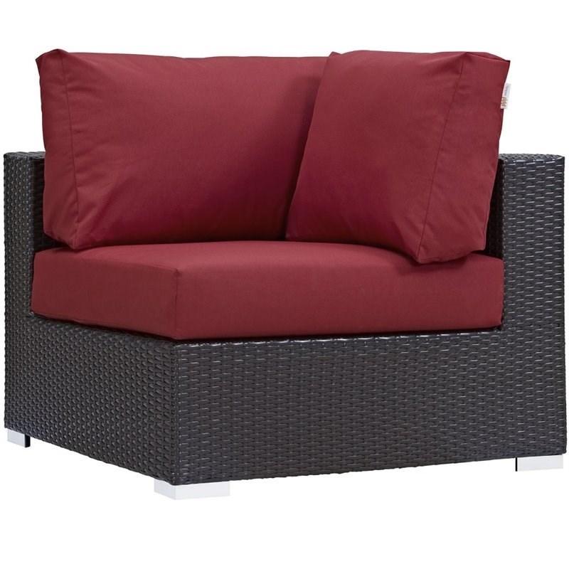 Modway Convene Patio Corner Chair in Espresso and Red