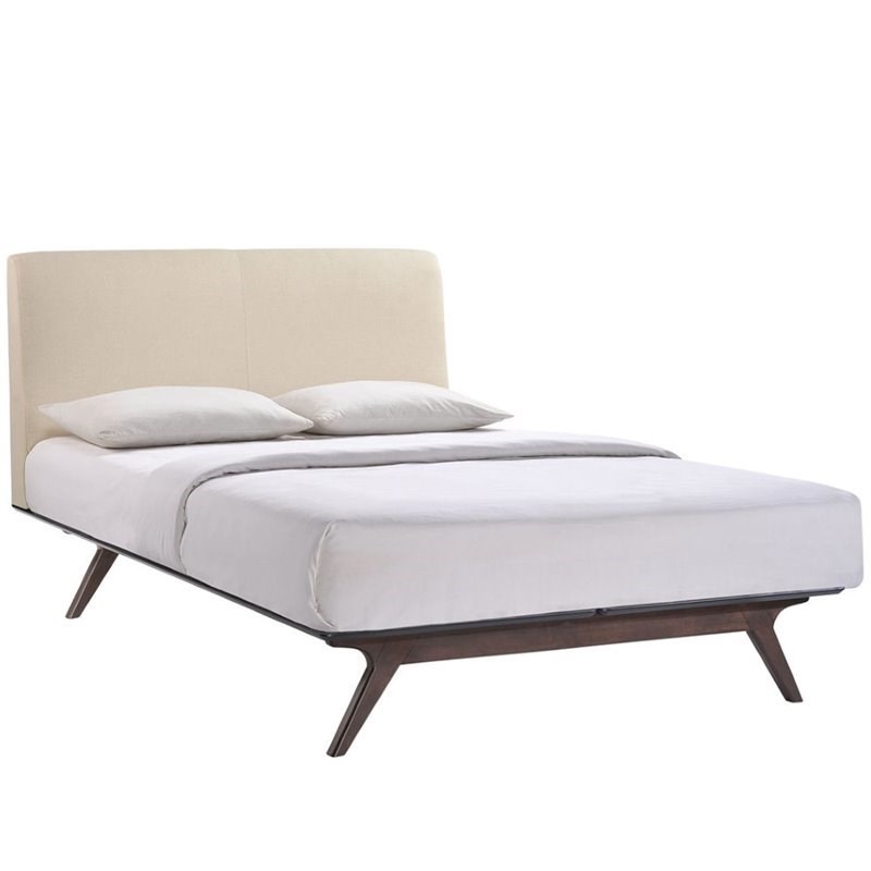 Modway Tracy Queen Panel Bed in Cappuccino and Beige
