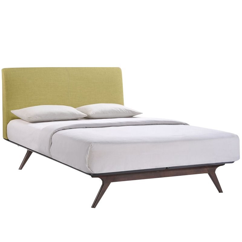 Modway Tracy Queen Panel Bed in Cappuccino and Green