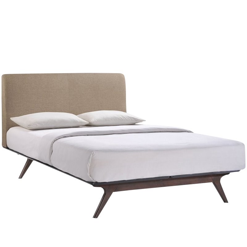 Modway Tracy Queen Panel Bed in Cappuccino and Latte