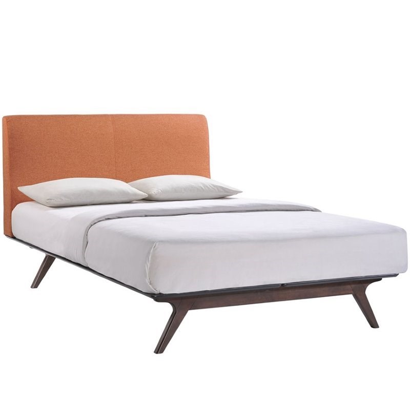 Modway Tracy Queen Panel Bed in Cappuccino and Orange