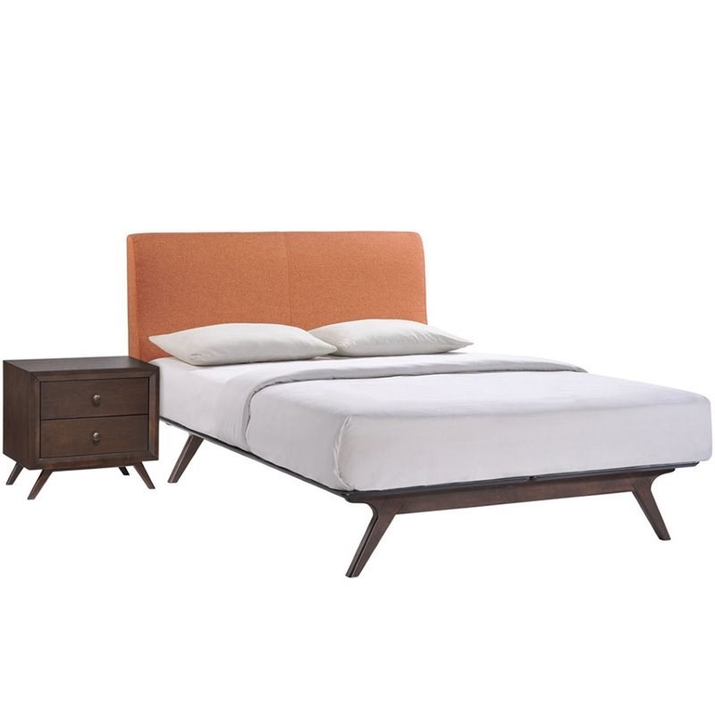 Modway Tracy 2 Piece Queen Bedroom Set in Cappuccino and Orange