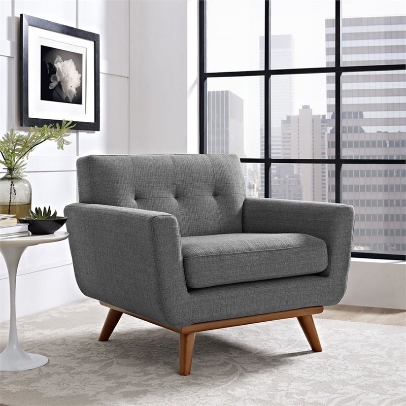 Modway Engage Tufted Upholstered Accent Chair in Gray | Homesquare