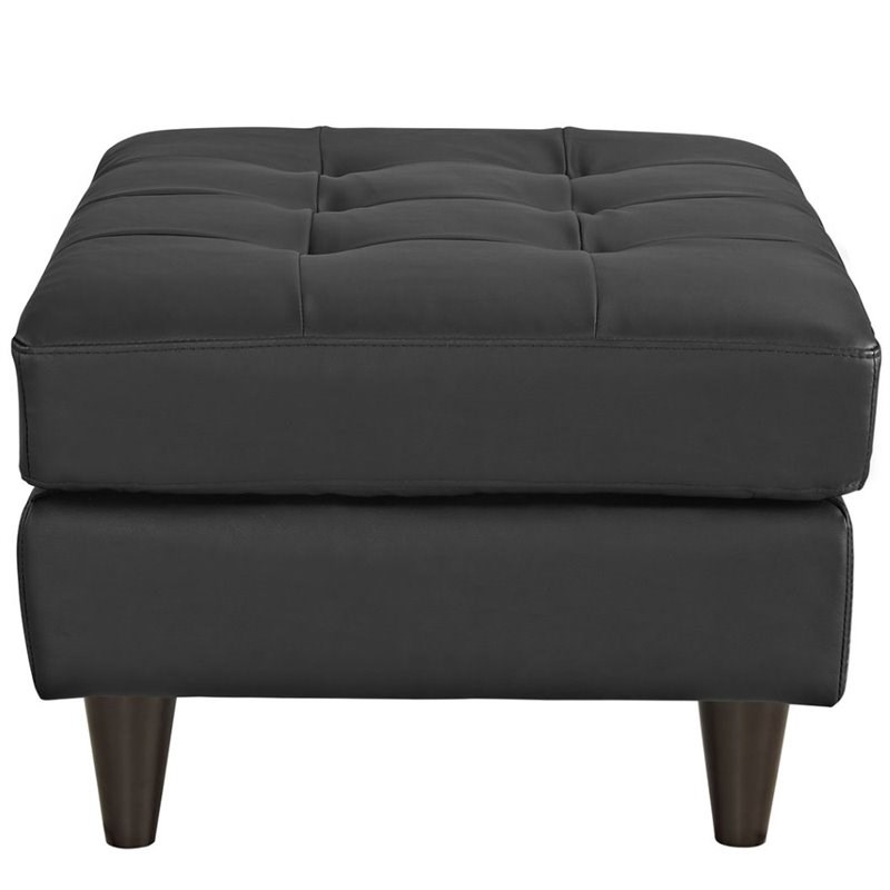 Modway Empress Leather Tufted Ottoman in Black