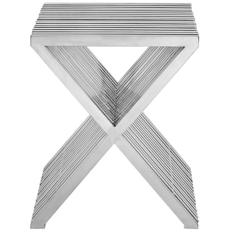 Modway Press Metal End Table in Silver