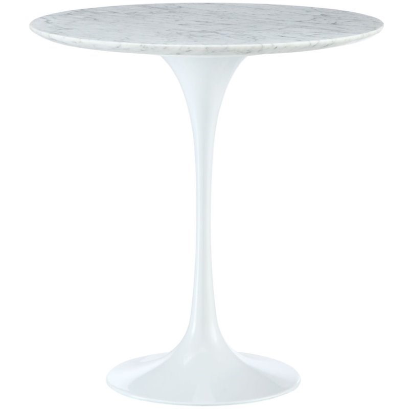 Modway Lippa Round Marble Top End Table in White