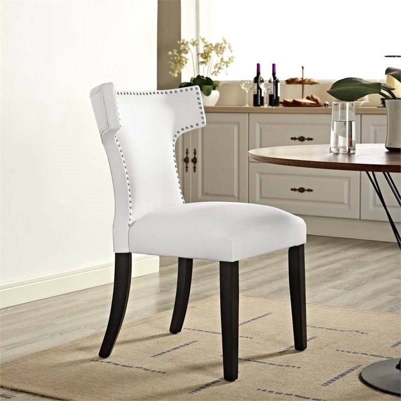 Modway Curve Faux Leather Upholstered Dining Side Chair in White