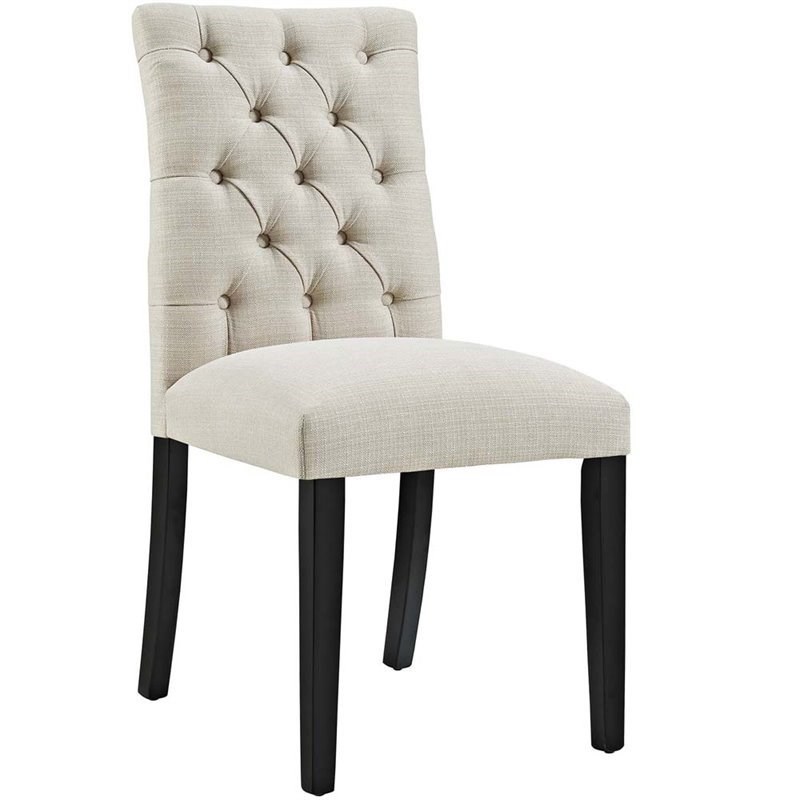 Modway Duchess Fabric Upholstered Dining Side Chair in Beige