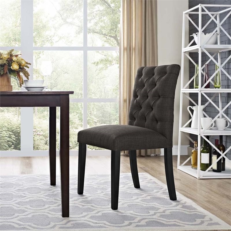 Modway Duchess Fabric Upholstered Dining Side Chair in Brown