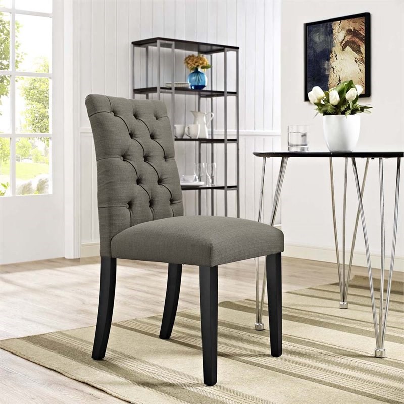 Modway Duchess Fabric Upholstered Dining Side Chair in Granite