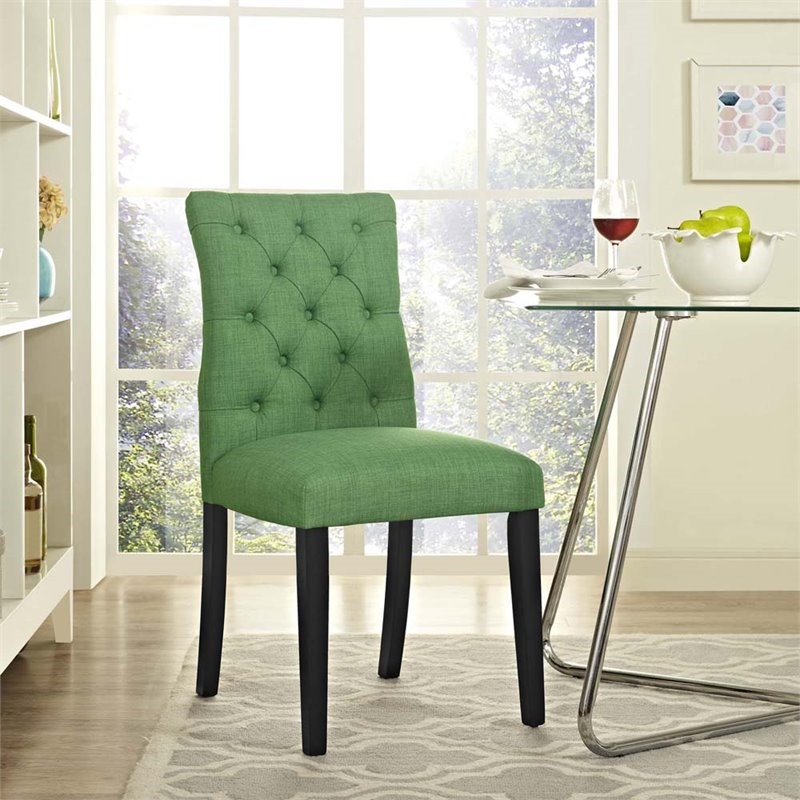 Modway Duchess Fabric Upholstered Dining Side Chair in Green