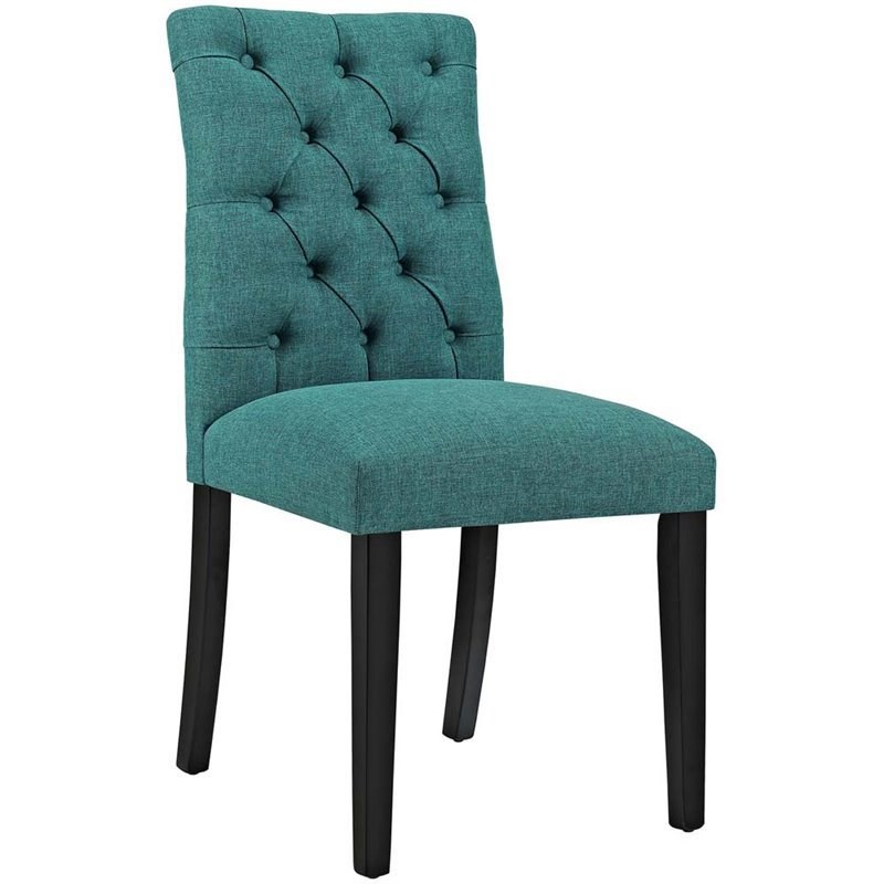 Modway Duchess Fabric Upholstered Dining Side Chair in Teal