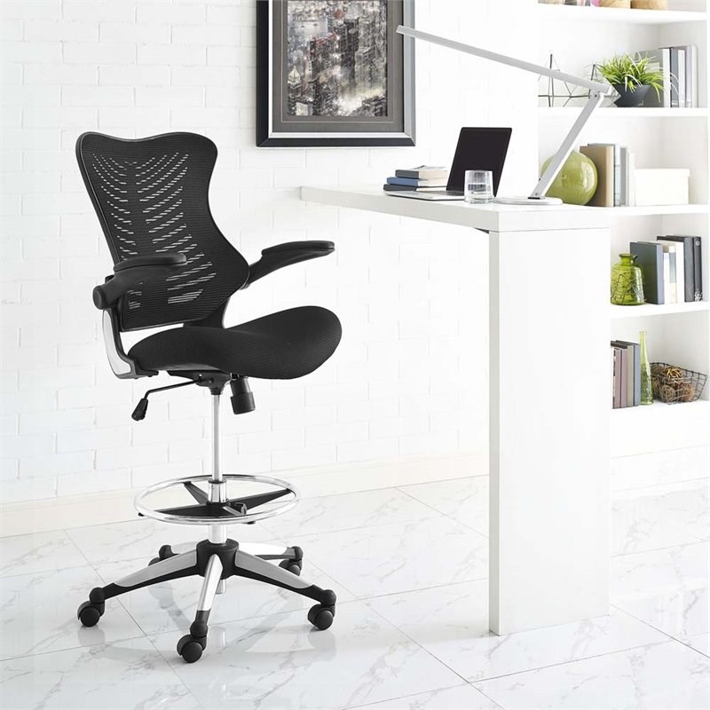 Modway Charge Drafting Stool in Black