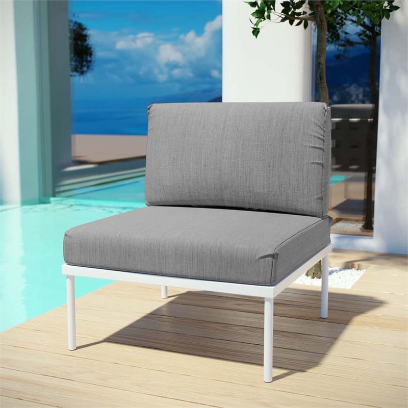 Modway Harmony Patio Armless Chair in Gray and White