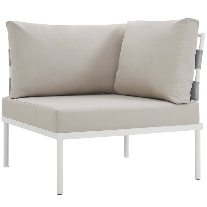 Modway Harmony Patio Corner Chair in Beige and White