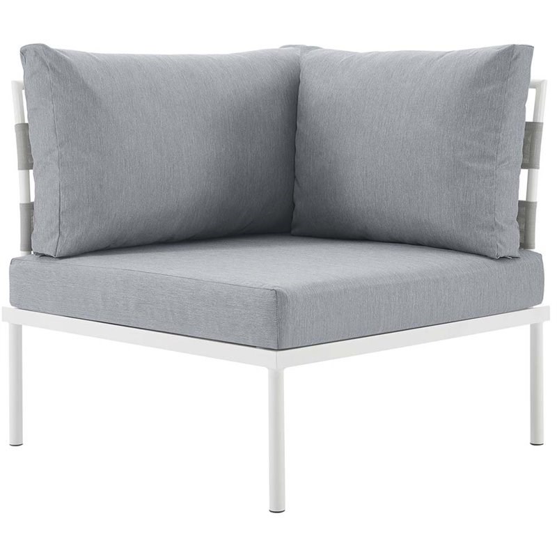 Modway Harmony Patio Corner Chair in Gray and White