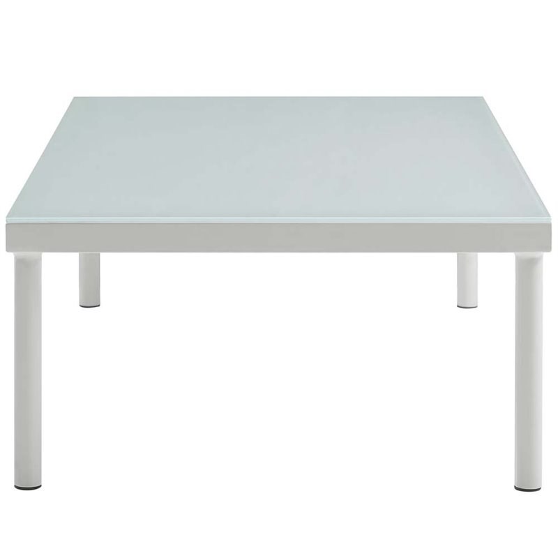 Modway Harmony Glass Top Patio Coffee Table in White
