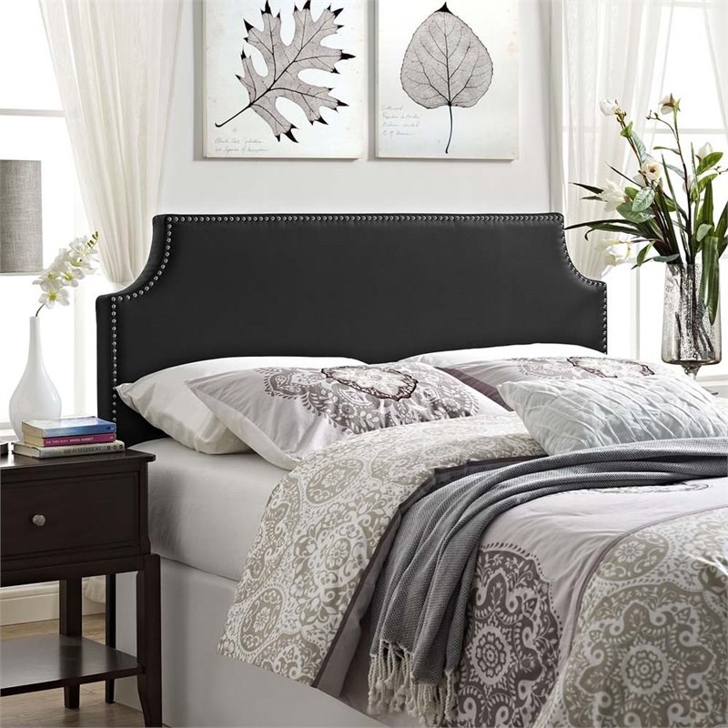 Modway Laura Faux Leather Upholstered King Headboard in Black 