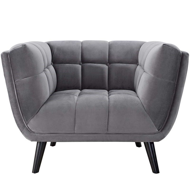 Modway Bestow Velvet Accent Chair in Gray | Homesquare