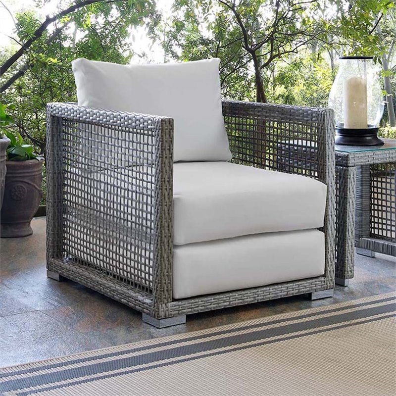 Modway Aura Patio Chair in Gray and White Homesquare