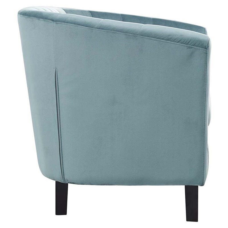 Modway Prospect Velvet Tufted Loveseat in Sea Blue and Espresso
