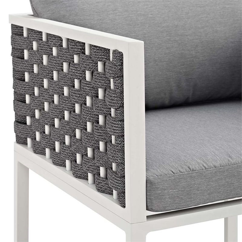 Modway Stance Patio Dining Arm Chair in White and Gray