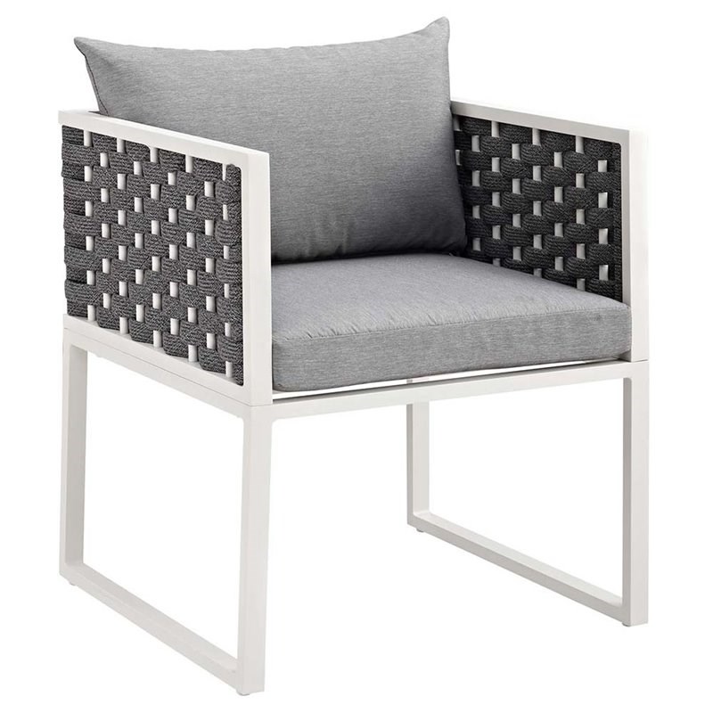Modway Stance Patio Dining Arm Chair in White and Gray