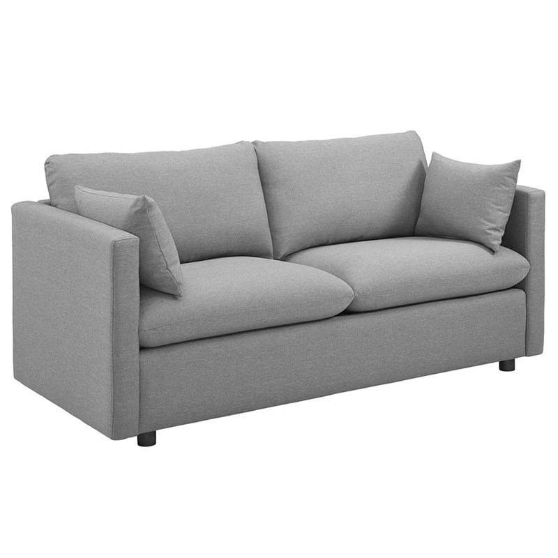 Modway Activate Contemporary Modern Sofa in Light Gray