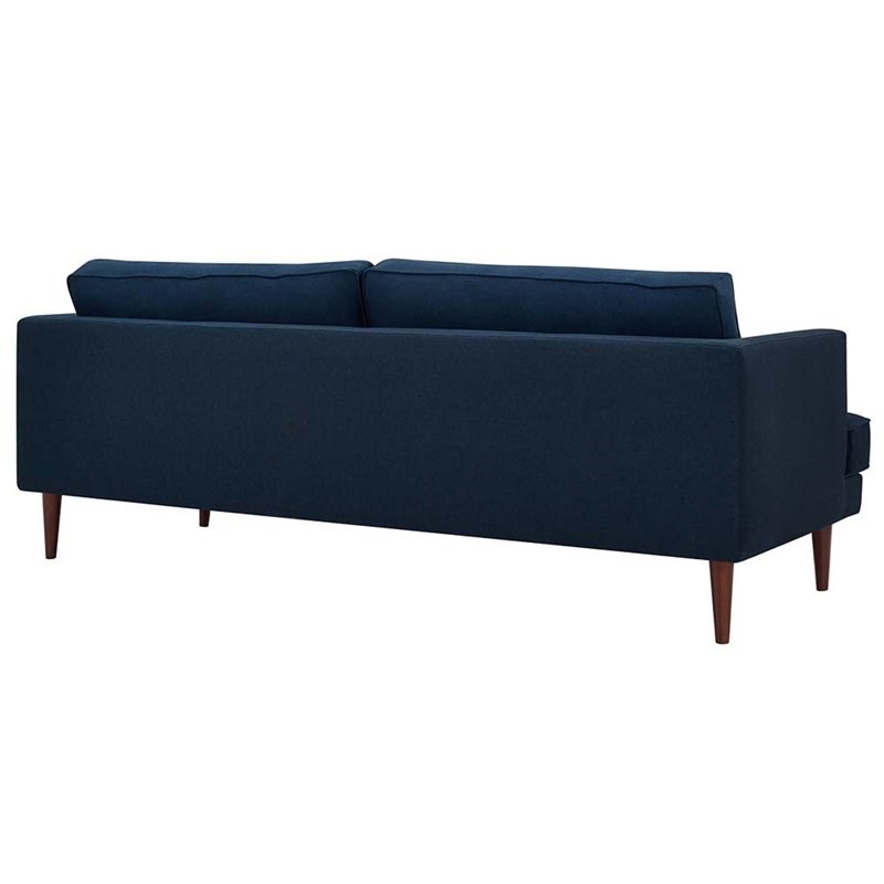 Modway Agile Mid Century Modern Sofa in Blue and Walnut