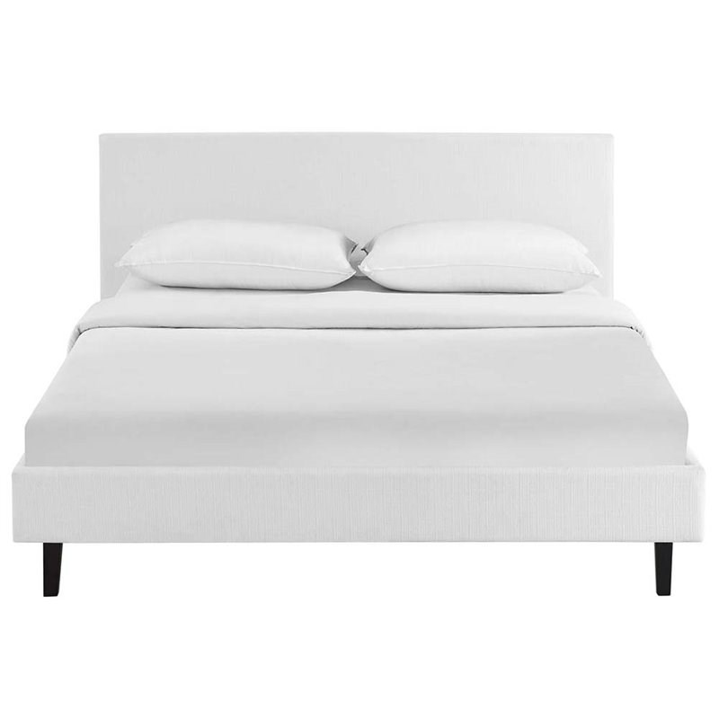 modway anya upholstered full platform bed in white - mod-5418-whi