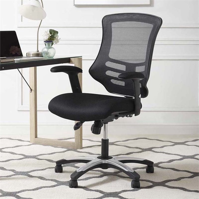 modway calibrate mesh adjustable swivel office chair in black eei