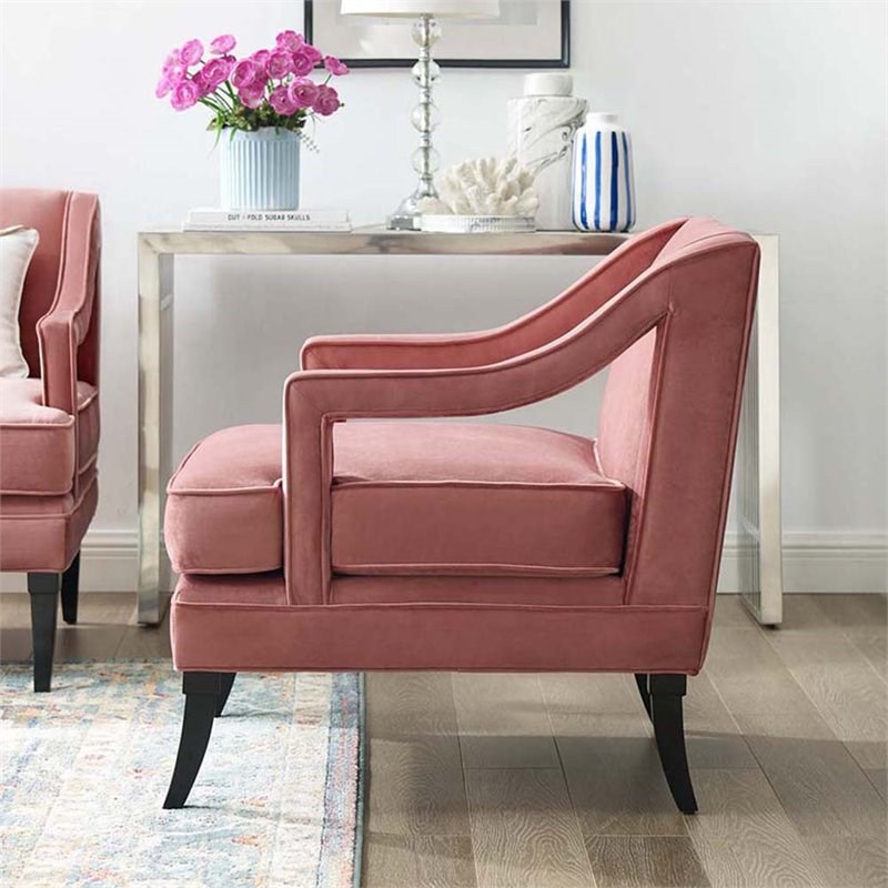 modway concur velvet tufted accent chair in dusty rose - eei-2996-dus