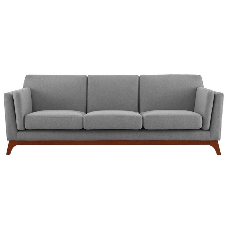 Modway Chance Mid Century Modern Sofa in Light Gray