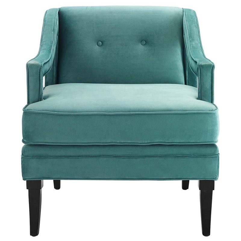 Modway Concur Velvet Tufted Accent Chair in Teal | Homesquare