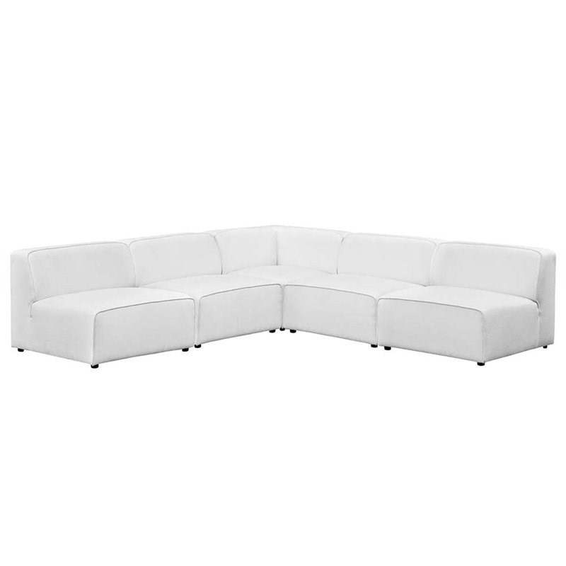 Modway Mingle 5 Piece Armless Corner Sectional in White Homesquare
