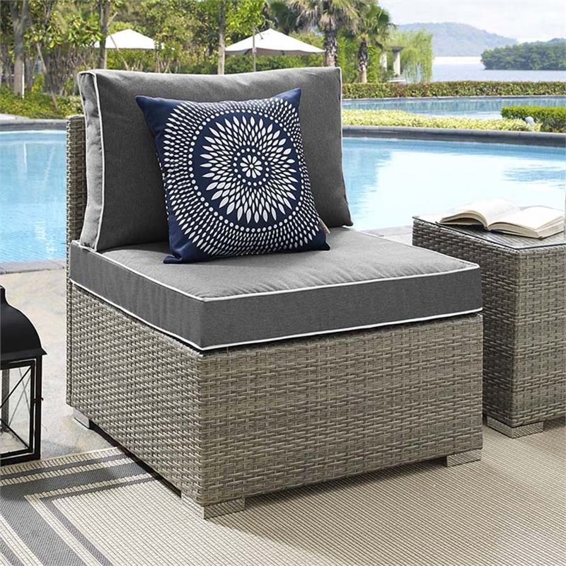 Modway Repose Patio Side Chair in Light Gray and Charcoal