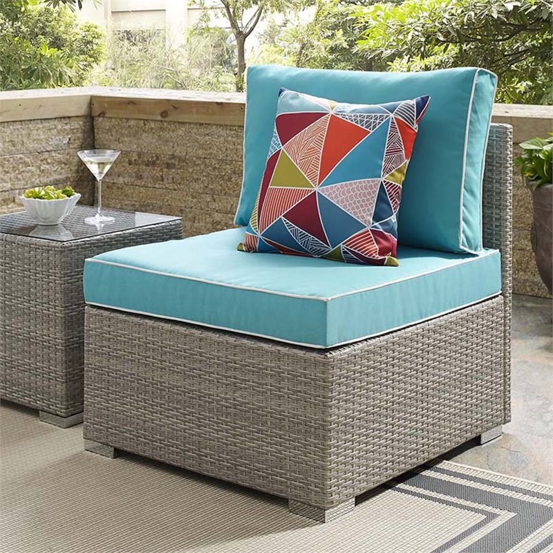 Modway Repose Patio Side Chair in Light Gray and Turquoise