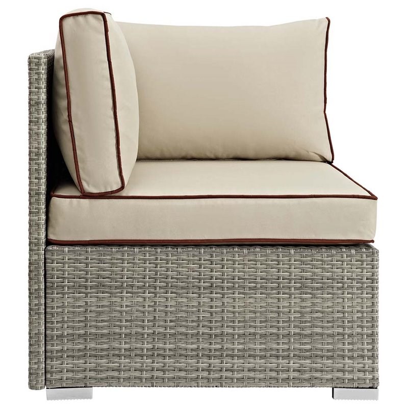 Modway Repose Patio Corner Chair in Light Gray and Beige