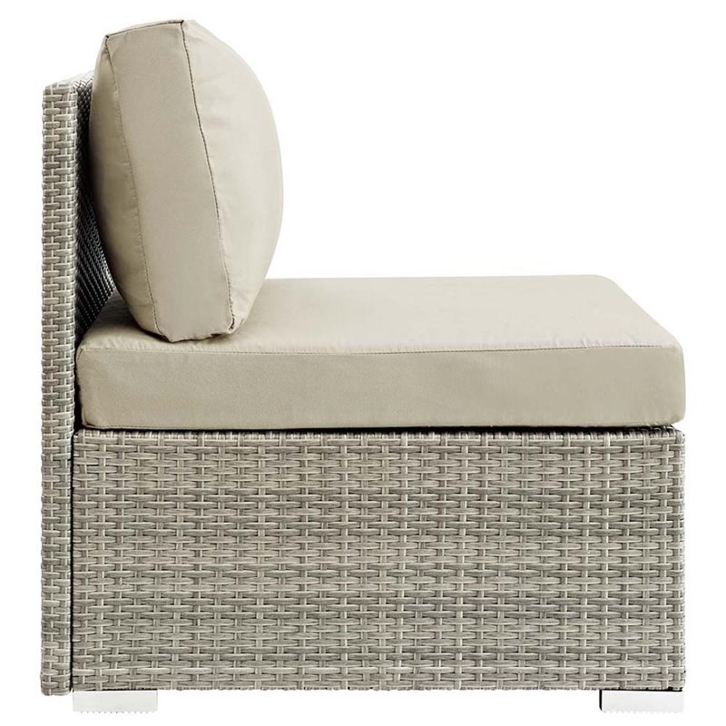 Modway Repose Patio Side Chair in Light Gray and Beige