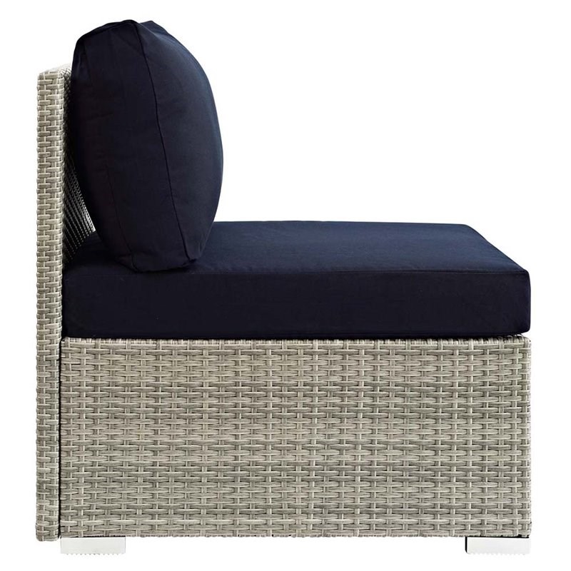 Modway Repose Patio Side Chair in Light Gray and Navy