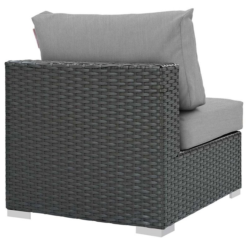 Modway Sojourn Patio Armless Chair in Canvas Gray and Chocolate
