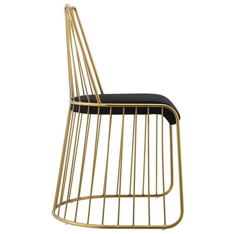 Modway Rivulet Dining Side Chair in Gold and Black
