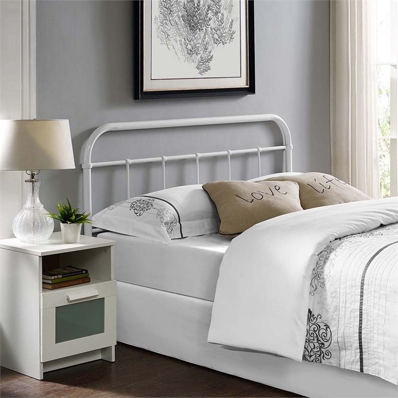Modway Serena Queen Metal Spindle Headboard in White Homesquare