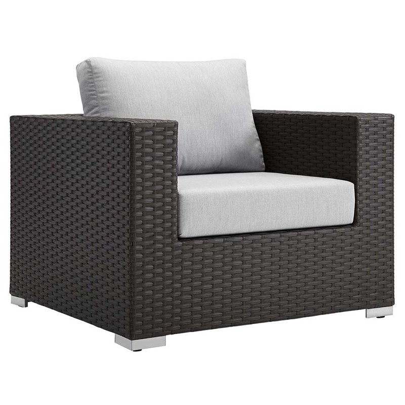 Modway Sojourn Patio Arm Chair in Canvas Gray and Chocolate