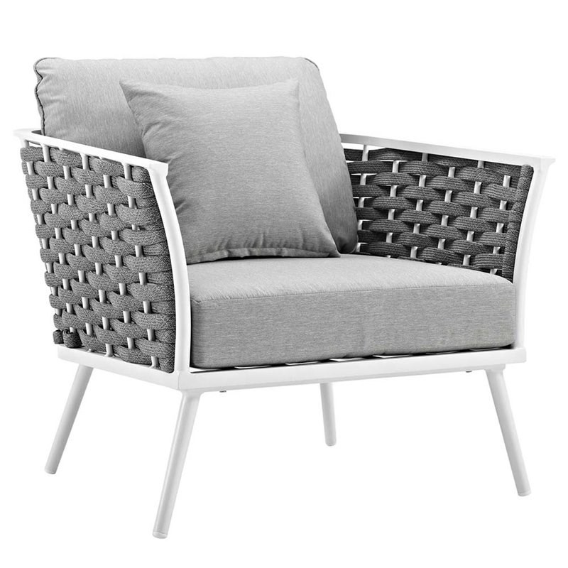 Modway Stance 3 Piece Patio Conversation Set in White and Gray